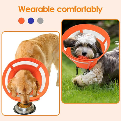 SAWMONG Soft Cone for Dogs – Large Dog Recovery Collar, Adjustable E-Collar to Stop Licking After Surgery (L, Orange)
