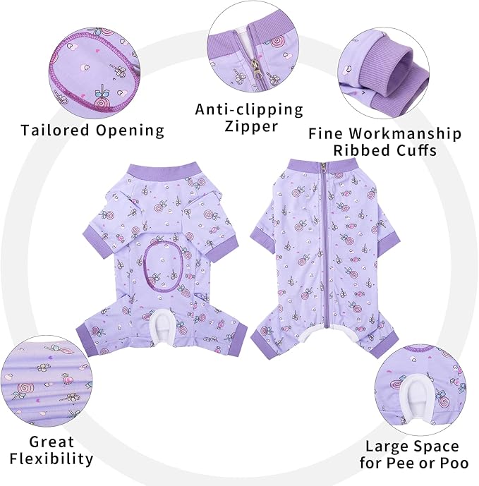 Dog Surgery Recovery Suit, Dog Onesie for Surgery Female Male Dogs, Dogs Pajamas Long Sleeve, Small Dogs Onesie, Abdominal Wound Bandages Surgical Suit, Cat Recovery Suit for Shedding Skin Disease