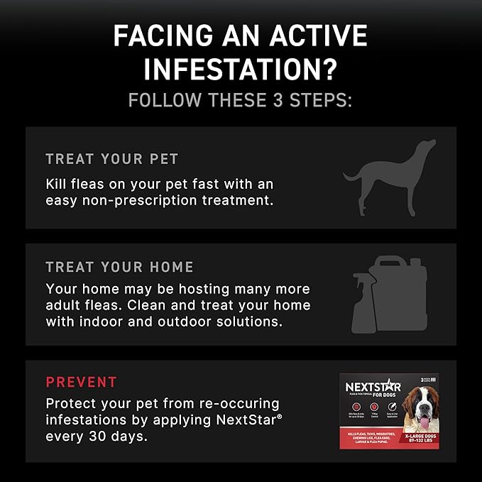 NEXTSTAR Flea and Tick Prevention for Dogs, Repellent & Control, Fast Acting Waterproof Topical Drops, Extra-Large Dog Flea & Tick Control, 1 Monthly Dose