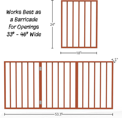 PETMAKER Pet Gate – Dog Gate for Doorways, Stairs or House – Freestanding, Folding, Accordion Style, Wooden Indoor Dog Fence (24-Inch, Mahogany)