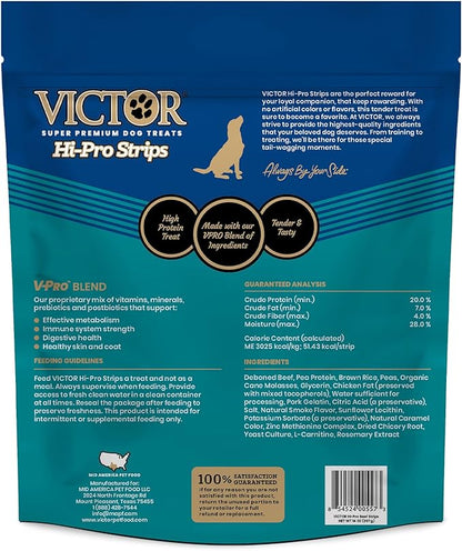 VICTOR Super Premium Dog Treats – Classic Hi-Pro Savory Strips with Real Beef – Supports Immune System, Digestive Health, & Healthy Coat – Tender Beef Snack for Active and Sporting Dogs, 14 oz