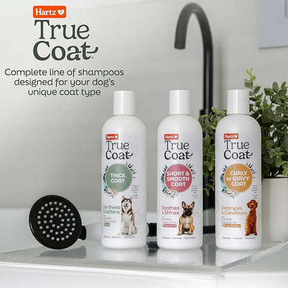 Hartz True Coat Curly or Wavy Dog Shampoo, 5 in 1 Detangles & Conditions with Oat Milk, Coconut Oil & Shea Butter, 16 oz