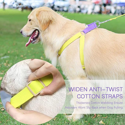 No Pull Dog Harness and Leash Set, Step in Dog Halter Harness with Poop Bag Holder, Adjustable Lightweight Cotton Straps Suitable for Small Medium Large Dogs Outdoor Walking Running Hiking