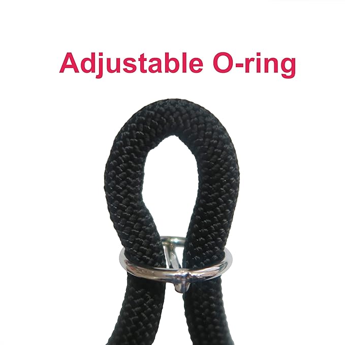Braided Round Martingale Dog Collar, Training Collar with Slidable Stop Ring - Ideal for Small Medium Dogs (M- (1/3") - 18" Long, Black)