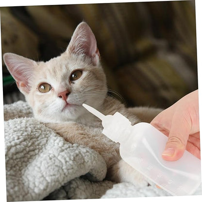 Levemolo 4pcs Dog Cat Feeding Bottles Small Milk Bottles for Newborn Pets Nipples