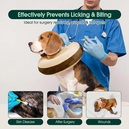 Kuoser Inflatable Dog Cone Collar, Soft Dogs Cone Alternative After Surgery, Dog Donut Collar to Stop Licking, Inflatable Puppy Cone Neck Pillow, Comfortable E-Collar for Small Medium Large Dogs, L