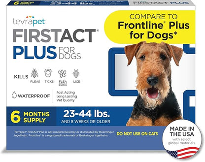 FirstAct Plus Flea Treatment for Dogs, Medium Dogs 23-44 lbs, 6 Doses, Same Active Ingredients as Frontline Plus Flea and Tick Prevention for Dogs