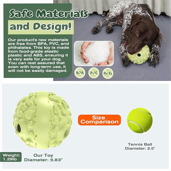 KADTC Dog Wobble Giggle Ball, XL Size, Roll Herding Chew Toy for Large Aggressive Chewers, Interactive Indoor Outdoor Play