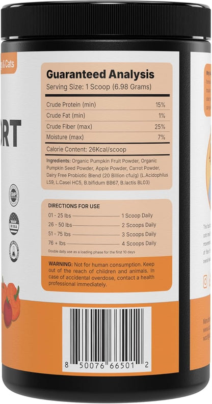 Pumpkin Gut Support for Dogs – Digestive Health Supplement with Natural Fiber & Probiotics, 60 Servings | Kubi Pets