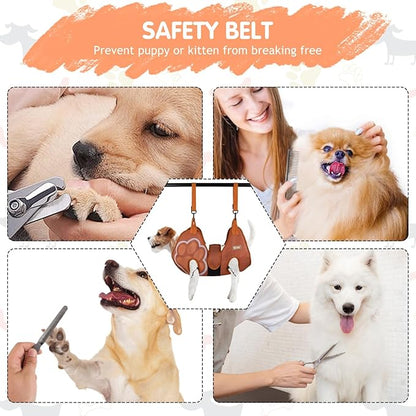 Paws n' Cradle Dog Grooming Hammock Harness for Dogs & Cats - Complete Kit with Adjustable Fittings, Hair Comb, Nail Clipper, Nail File, Hook and Loop Strap, Adjustable Straps & Snap Hooks (XXL)