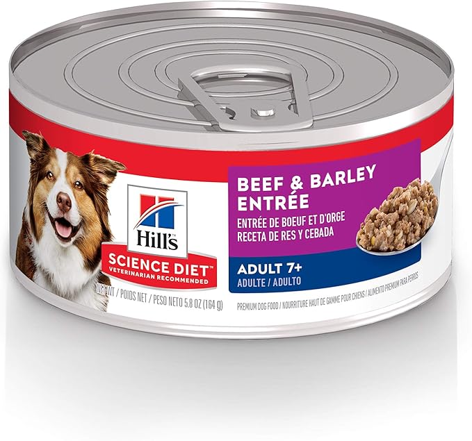 Hill's Science Diet Adult 7+ Wet Dog Food, Beef & Barley, 5.8 oz. Cans, 24-Pack