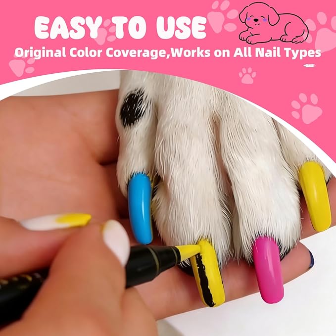 OLINGYOU 15 Colors Dog Nail Polish Pens Quick Dry, Pet Nail Polish Set for Dogs DIY Dogs Puppy Nails, Dog Safe Nail Polish Non Toxic, Odorless, Easy to Apply