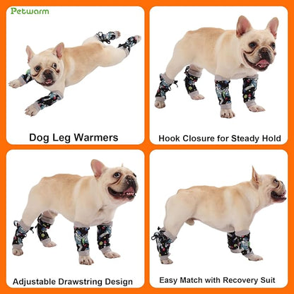 PetWarm Dog Recovery Sleeve 4pcs Set, Dog Leg Sleeve, Ideal for Comfort and Support During Pet Recovery, Suitable for Active or Support Recoverying Pet Use, Grey, L