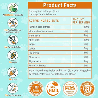 Flea and Tick Prevention for Dog, Natural Oral Flea & Tick Support Drops with Omega-3 for Puppy Pets - Supports Healthy Skin & Coat - Oral Supplement for All Breeds and Ages - Chicken