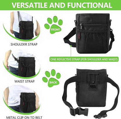 kissleaf Dog Treat Pouch with Magnetic Closure, Treat Pouches for Pet Training, Large Dog Treat Training Pouch and Dog Clicker, Dog Training Treat Pouch Built-in Poop Bag Dispenser, Hands-Free Snack