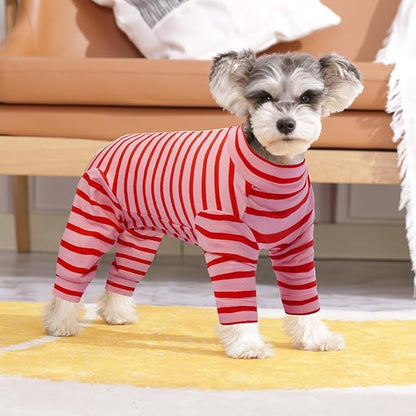 Kuoser Recovery Suit for Small Dogs After Surgery, Long Sleeve Dog Surgery Recovery Suit, Dog Onesie for Abdominal Wounds Skin Disease, Red XS