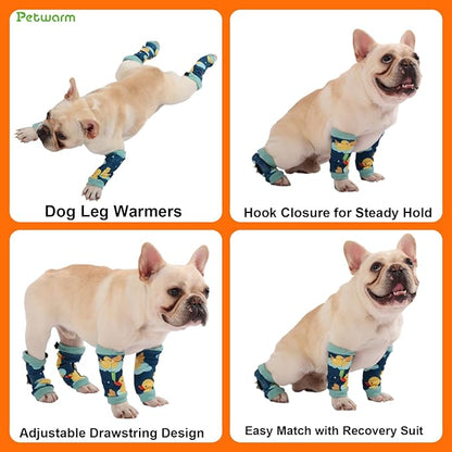 PetWarm Dog Recovery Sleeve 4pcs Set, Dog Leg Sleeve, Ideal for Comfort and Support During Pet Recovery, Suitable for Active or Support Recoverying Pet Use, Green, S