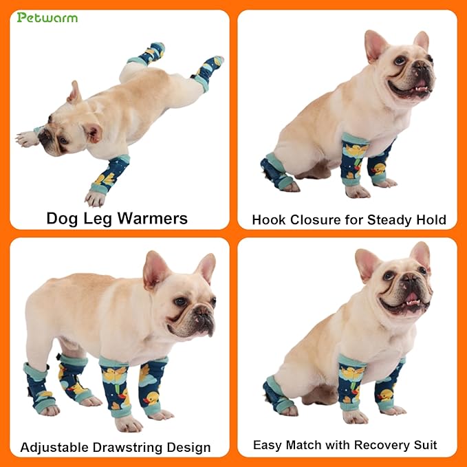 PetWarm Dog Recovery Sleeve 4pcs Set, Dog Leg Sleeve, Ideal for Comfort and Support During Pet Recovery, Suitable for Active or Support Recoverying Pet Use, Green, L