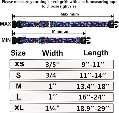 Martingale Collar for Dogs with Buckle No Pull Adjustable Nylon Limited Slip Training Dog Collars (Blue Dinosaur, Small)
