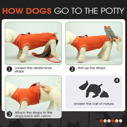 FUAMEY Dog Recovery Suit Male,Dogs Surgery Neuter Suits Puppy Spay Shirts for Female Protect Dog's Skin Anti Licking Abdominal Wounds Doggie Onesie Pet Bodysuit Alternative to Cone Orange S