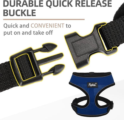 PUPTECK Soft Mesh Dog Harness and Leash Set Pet Puppy Cat Comfort Padded Vest No Pull Harnesses, Solid NavyBlue, M