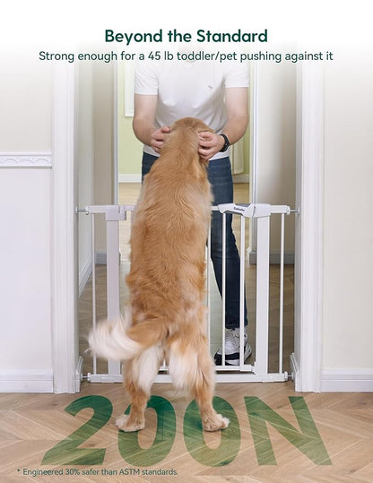 Babelio Baby Gate, 29-48 Inch Auto Close Pet Gate PressGuard P7, Easy Install Pressure-Mounted Safety Gate, Extra Wide Pet Gate for Stairs and Doorways, 2 Pack White