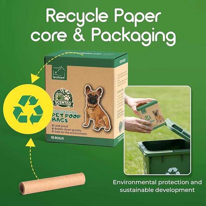 ATIFBOP Biodegradable Dog Poop Bags 150 Count 10 Rolls with Dispenser, Thicken and Leak Proof Poop Bag Holders for Leashes(Scented)