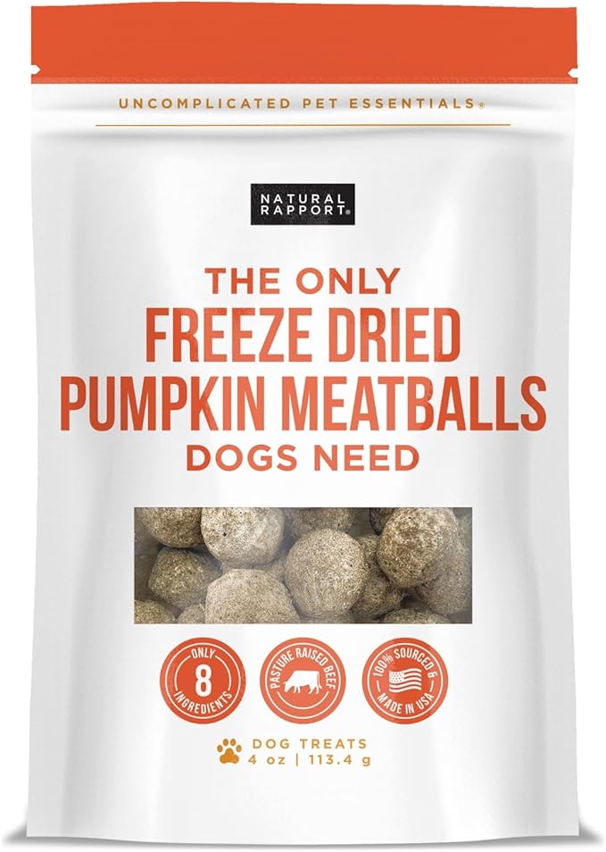 Natural Rapport Dog Treats - The Only Snacks Dogs Need - All Natural Dog Treats, No Additives, for Large & Small Dogs (Pumpkin Meatball, 4 oz.)
