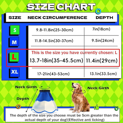 Hard & Heavy Plastic Dog Cone Collar Alternative for Lab Golden GSD (Small&Medium Sized), Adjustable Elizabethan Protective Cone for Healing, Comfortable Pet Recovery Collar Cone of Shame Anti-Lick