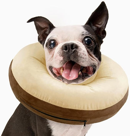 Kuoser Inflatable Dog Cone Collar, Soft Dogs Cone Alternative After Surgery, Dog Donut Collar to Stop Licking, Inflatable Puppy Cone Neck Pillow, Comfortable E-Collar for Small Medium Large Dogs, L