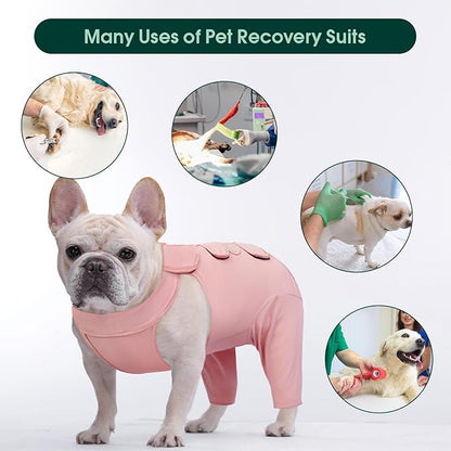 Kuoser Dog Recovery Suit for Back Legs, Thigh Wound Protective Sleeve for Dogs, Dog Recovery Sleeve for Female Male Dogs, Dog Onesie After Surgery Pet Surgical Suit for Spay Neuter, Pink L