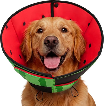 Queenmore Soft Cone for Dogs, Dog Cones for Large Dogs to Stop Licking, Dog Soft Cone, Elizabethan Collar for Pets, Alternative Pet Recovery Collar for Wound Healing, Watermelon L
