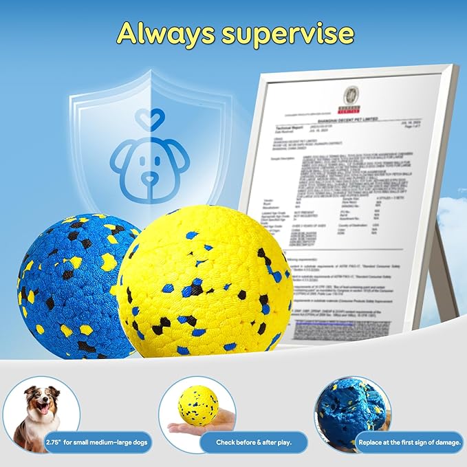 Kimee Dog Balls Tennis Ball Toys Dog Toys for Aggressive Chewers Durable Teething Chew Toys Water Toy Fetch Ball for Large Medium Small Dog and Puppies (4 Balls)
