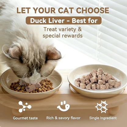 Freeze-Dried Duck Livers Cat Treats 2oz – Single Ingredient, Grain-Free, Gluten-Free, Filler-Free Freeze Dried Food Toppers