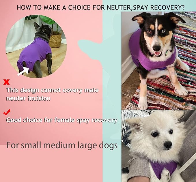 Recovery Suit for Dogs,Dog Cone Alternative Zipper Surgery Suit Female Spay,Soft Dog Surgery Suit for Anti Licking,Breathable Surgical Suit for Dogs Female Spay
