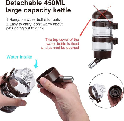 Dog Kennel Water Dispenser, No Drip Water Bottle Container ABS Material BPA Free 16oz for Small Animals