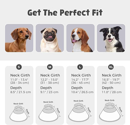 Avont Dog Cone Collar After Surgery, Alternative Adjustable Elizabeth Cone for Medium Large Dogs, Comfy Breathable Pet Recovery Collar to Stop Licking -Blue(L)