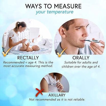 iProven Adult Digital Oral and Rectal Thermometer, Measures in 10 Seconds, with Flexible Tip, Fever Alarm, Thermometer for Kids and Babies (10 Packs)