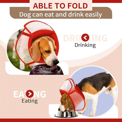 Allroaring Dog Cone Alternative, Soft Dog Cones for Large Dogs, Adjustable Doggie Recovery Cone Collar Comfy Pet Elizabethan Collars to Stop Licking for Wound Healing Care Spay Neuter, Red L