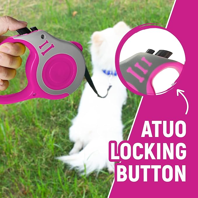Retractable Dog Leash Automatic Telescopic Tractor Dog Tape, Pet Tape 10/16 FT Durable and Convenient, with Folding Bowl, Dispenser, Rubbish Bags, Suitable for Small and Medium Dogs