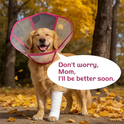 Clear Dog Cone, Elizabethan Collar for Dogs to Stop Licking, Plastic Pet E-Collar Alternative After Surgery, Adjustable Dog Recovery Cone for Wound Healing