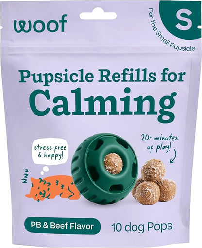 WOOF Pupsicle Refill Pops for Calming - Long-Lasting Refills for the Pupsicle Toy to Promote Calm - Calming Dog Treats - Magnesium for Dogs- Small Pops - 10 Count