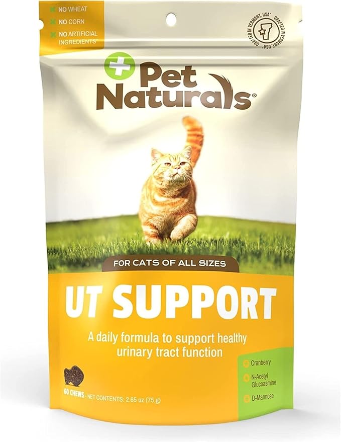 Pet Naturals UT Support Soft Chews for Cats, Urinary Tract Health with Cranberry and D-Mannose, Chicken, 60 Count