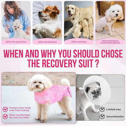 Lukovee Recovery Suit for Dogs, Zipper On Recovery Suit for Female Male Dog, Onesie Abdominal Wounds Cone E-Collar Alternative Prevent Licking Spay Recovery Suit