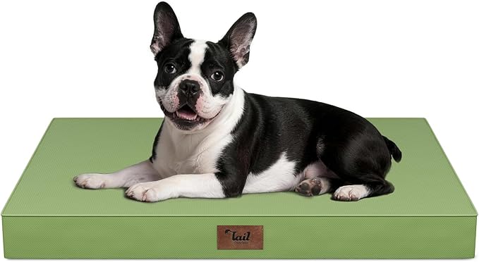 Outdoor Dog Bed for Small Dogs, Waterproof Dog Crate Bed for Medium Dogs Cats, Orthopedic Egg Crate Foam Pet Bed with Washable Removable Oxford Cover, Light Green