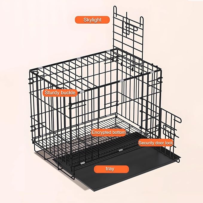 Dog Crate, Foldable Dog Crate, Animal Pen, Dog Crates for Medium Dogs, Indoor Folding Pet Crate with Tray, Large Space, Suitable for Home, Apartment(Blue,61 * 42 * 50cm)