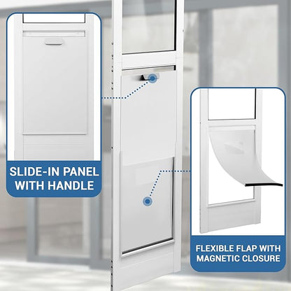 Dog Door for Sliding Glass Door - Large Doggy Door for Sliding Door Dog Door Insert - 78 3/8 Inch to 82 1/2 Inch Height Adjustable Pet Door with Lock - Openning Size: 11" W x 15.7" H