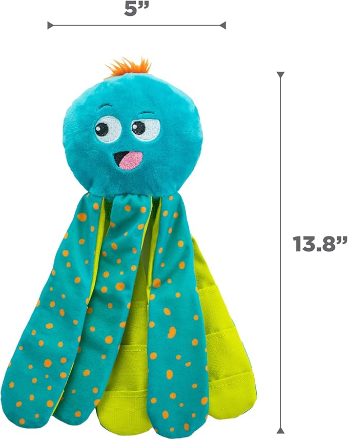 Outward Hound by Nina Ottosson Silly Legz Interactive Plush Dog Puzzle, Dog Enrichment Toys, Plush, Floppy, Long, Octopus, Blue