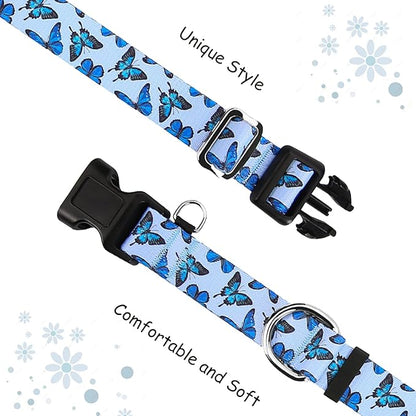 Martingale Collar for Dogs with Buckle Nylon Slip No Pull Training Dog Collars (Blue Butterfly, XLarge)