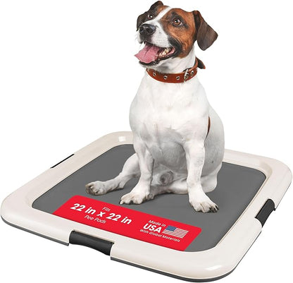 IRIS USA Pee Pad Holder for Dogs and Puppies, Potty Training Tray with Secured Latches, Non-Skid Feet, Leak Protection, Easy Clean Surface, Fits 22"x 22" Puppy Pads Size or Larger, Dark Gray